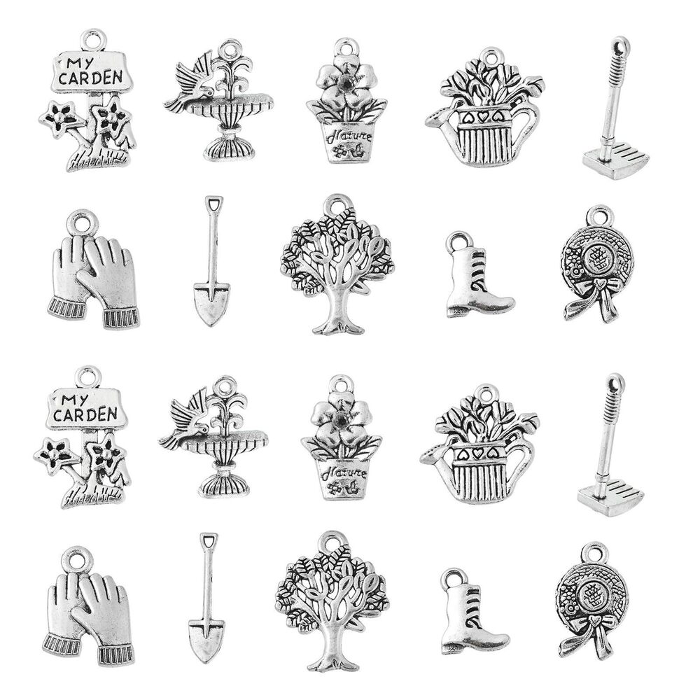 4060 Tibetan Garden Theme Charms - 100pcs Antique Silver Glove Boot Tree
